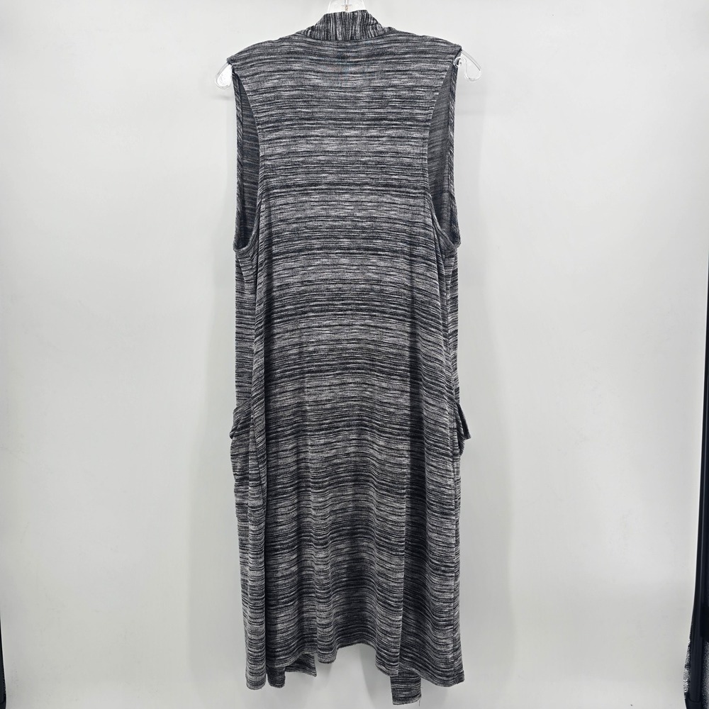 Bobeau Womens XL Long Sleeveless Cardigan Duster Vest Gray Space Dye Pockets USA - Picture 2 of 8